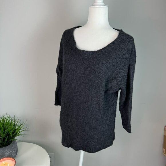 360 Cashmere Dark Grey Wool & Cashmere Blend Sweater With Red Star - Picture 3 of 8